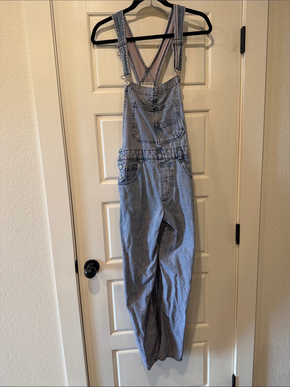 We The Free Light Blue/purple/pink Denim Overalls